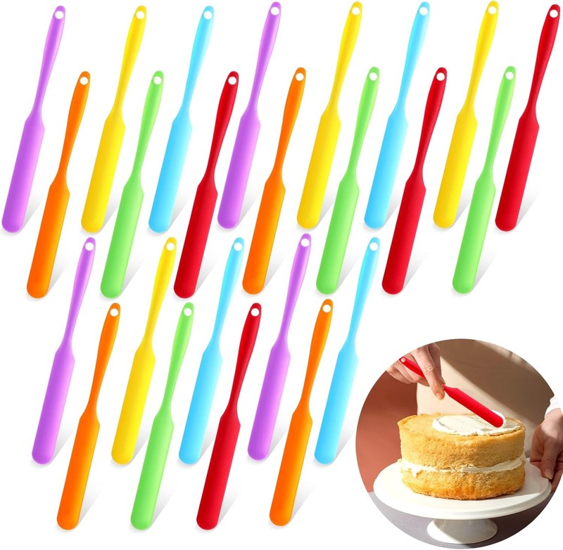 24pcs Jar Spatula,Silicone Jar Scraper with Long Handle,J Spreader Cake