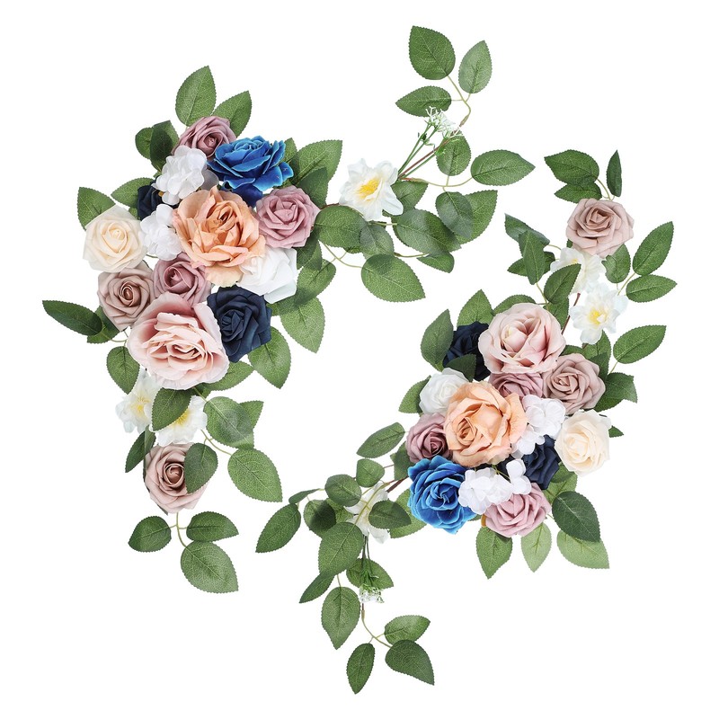 Wedding Arch Flowers, 2Pcs, Dark Pink/Navy Blue, Ceremony Background