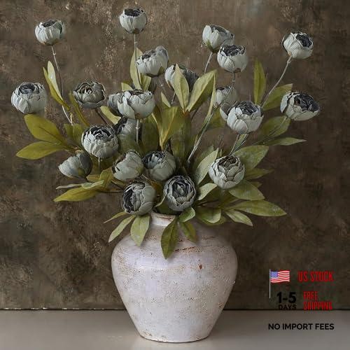 Pcs Faux Silk Peony Artificial Flowers for Vase -27″, Bulk Fake 6 Dark Gray