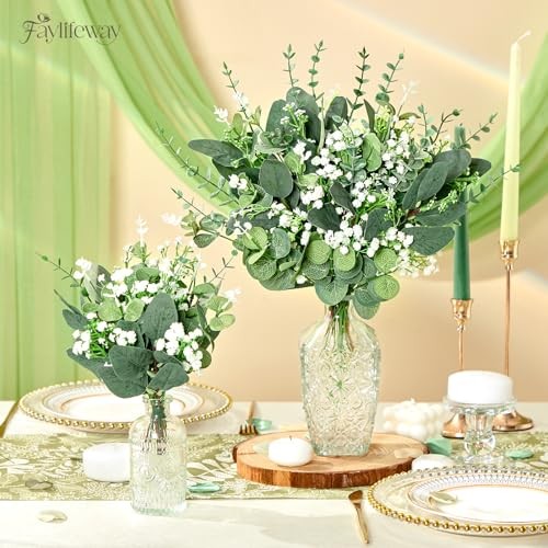 PCS 4 Kinds Mixed Artificial Greenery Stems,Baby Breath Flowers 36 Grey Green gallery