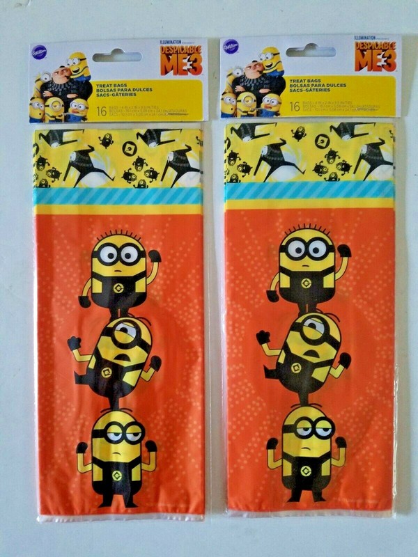 32 Wilton 4" x 9.5" Party Treat Bags w/Twist Ties Disney Despicable Me 3