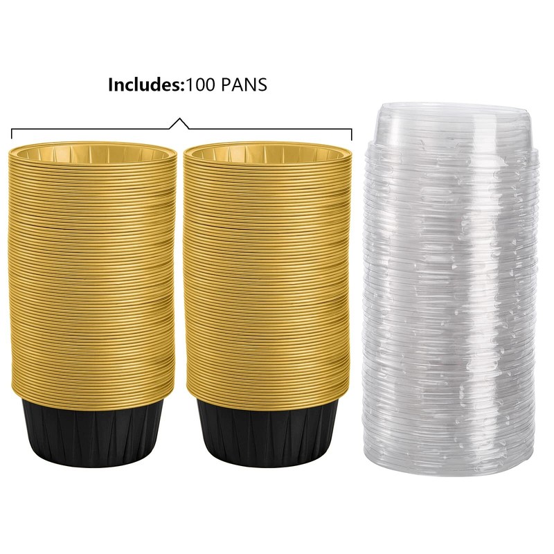 100 Pcs Baking Cups with Lids 3" Cupcake Tin Pan Holder for Wedding Party gallery