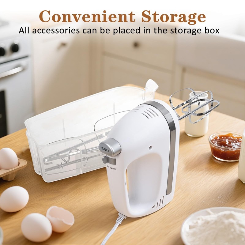 450W Electric Hand Mixer, 5-Speed Handheld Mixer with Storage Case, Turbo & E... gallery