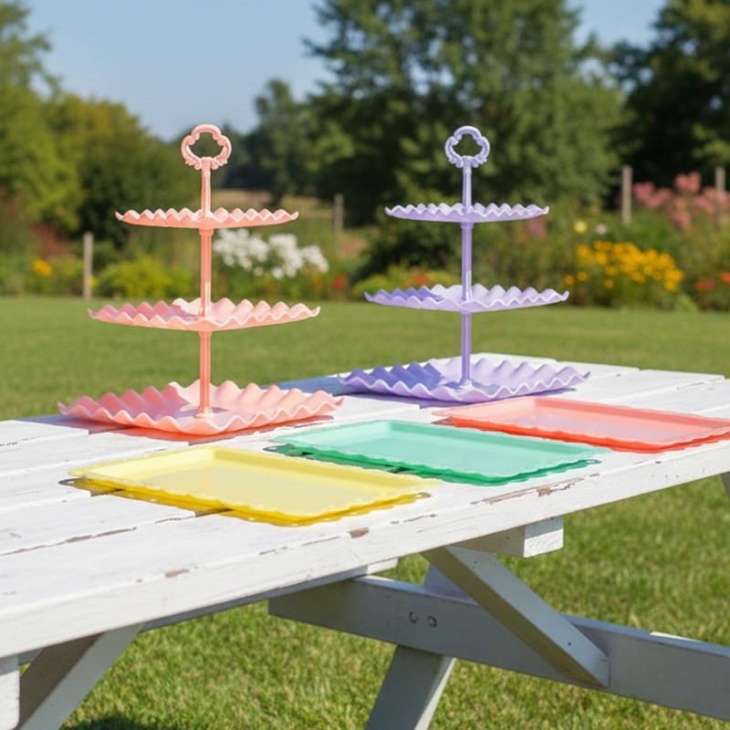 5 Piece Cake Stand Set with 2 x Large 3-Tier Cupcake Stands, 3 x Appetizer Tr... gallery