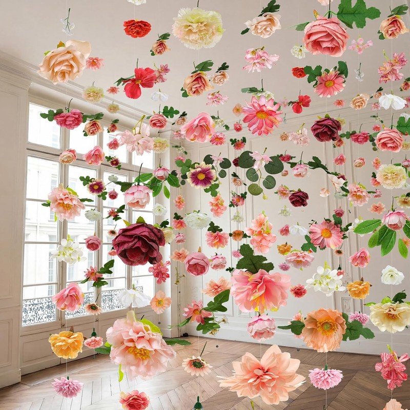 Suna 12 Pcs 70.8 ft Flower Garland Hanging Artificial Wildflower Vine