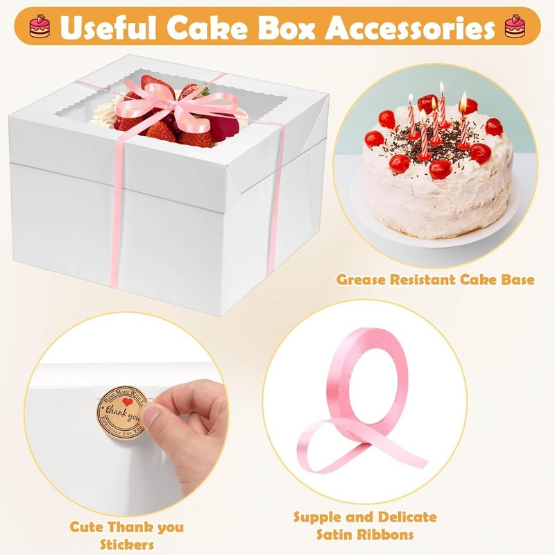 Cake Boxes 12 Inch with Window Large Square Cardboard Box for Multi Layer Cakes gallery