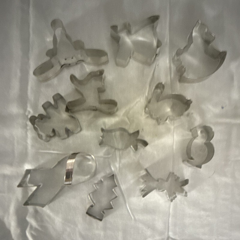 12pc Silver Metal Christmas Cookie Cutter Set, Mixed Shapes,