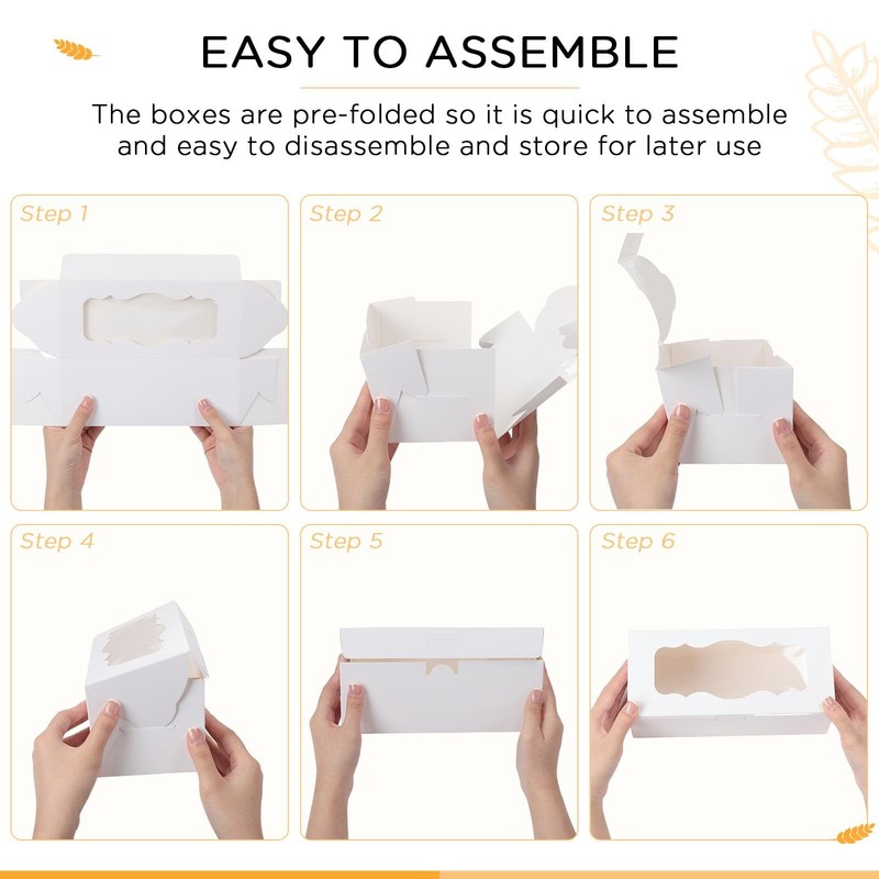 60 Pack White Bakery Boxes with Window, 9 x 4 x 3 Inch, Large Cookie Boxes fo... gallery