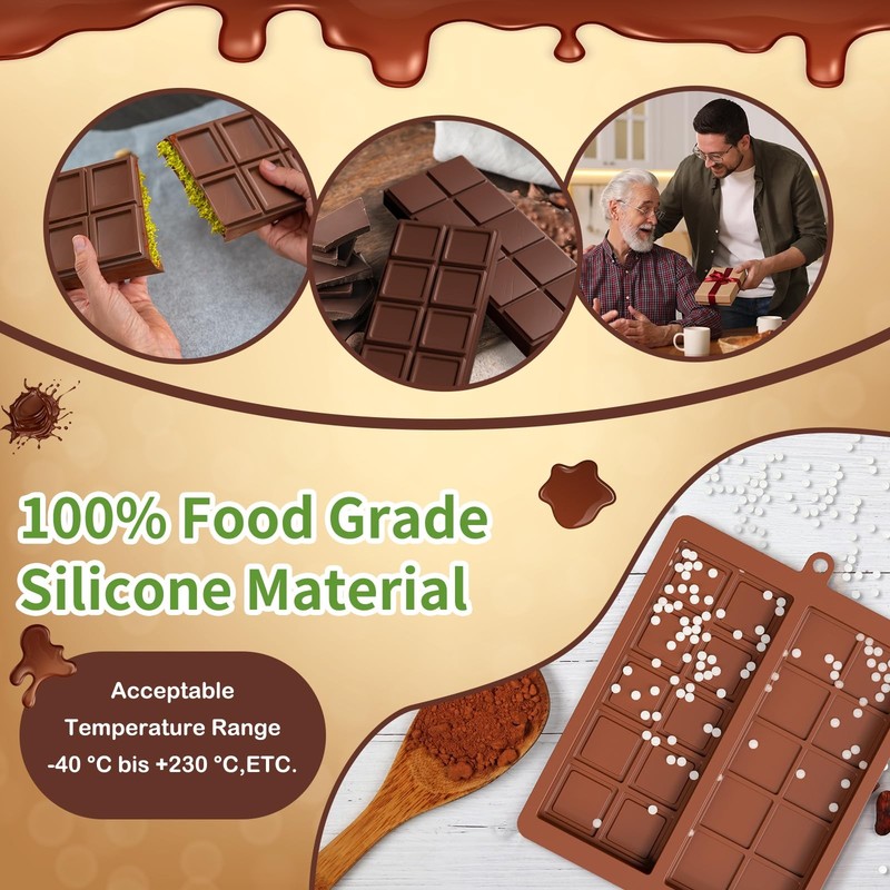 Chocolate Bar Mold,2 Pack 2 in 1 Dubai Chocolate Molds and Scraper for Stuffe... gallery