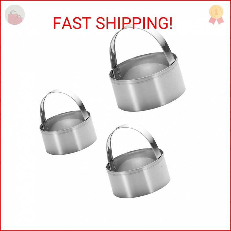 Maykito 3 Pieces Round Biscuit Cutter with Handle – Stainless Steel Round Circle