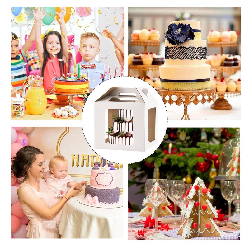 Tall Cake Boxes, 14x14x14 Inches, 2 Pack, Cake Carrier with Windows, Handle f... gallery