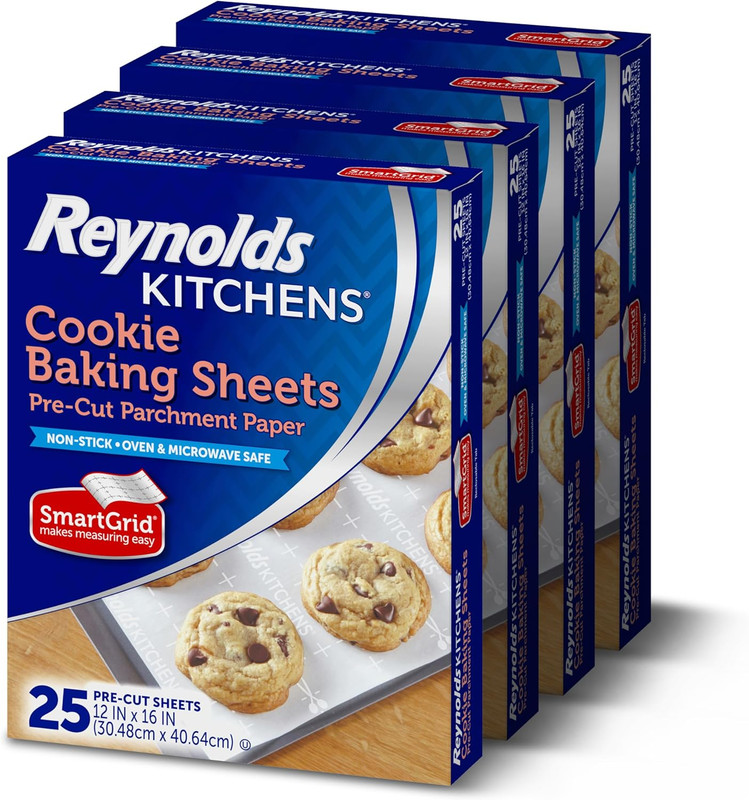 Kitchens Cookie Baking Sheets, Pre-Cut Parchment Paper, 25 Count per Pack (Pack