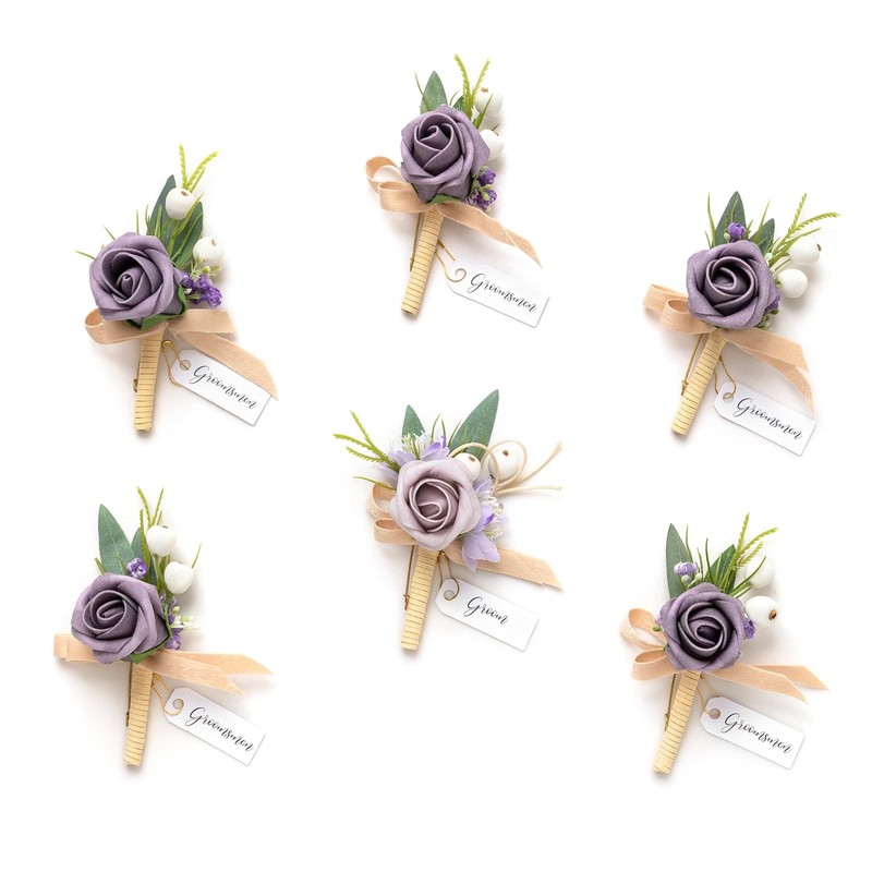Ling’S Moment Lings Moment Boutonniere For Men 6Pcs Groom Groomsmen Boutonniere