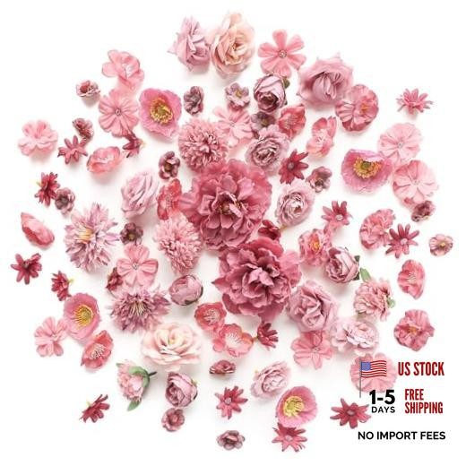 Mini Artificial Flower Heads Dusty Rose Fake Peony Daisy Antique Dusty Rose