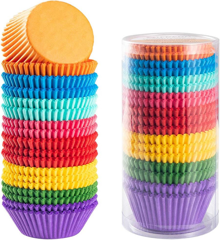 Bright Rainbow Standard Cupcake Liners Solid Colorful Paper Baking Cups 400-Coun
