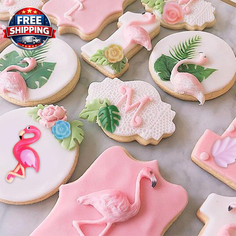 Flamingo Tropical Leaf Silicone Mold 5 Pcs, Monstera Leaves Flower Candy Fondant gallery