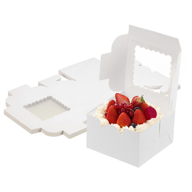 18 Pcs 4 x 4 x 2.4 Inch Cake Boxes with Window, White