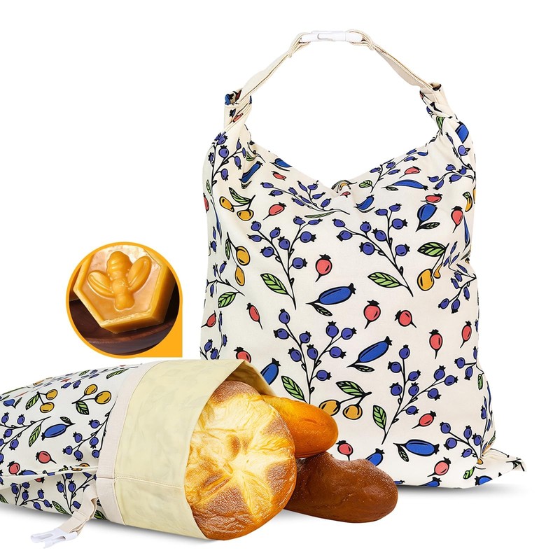 2 Pack Beeswax Bread Bags – 17×13 Inch Reusable Bread Storage Bags,Bees Wax L…