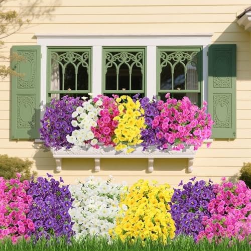 12Pcs Faux Silk Morning Glory with Eucalyptus, UV Resistant Realistic Mutil1 gallery