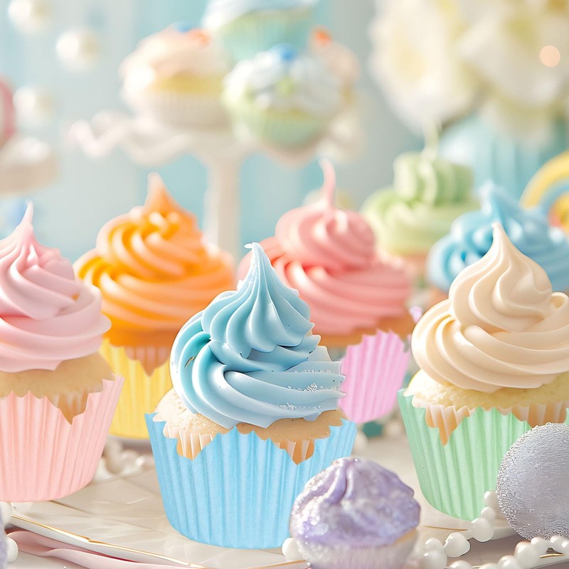 300Pcs Flower Cupcake Liners Pastel Floral Baking Cups Pink Purple Blue Green... gallery