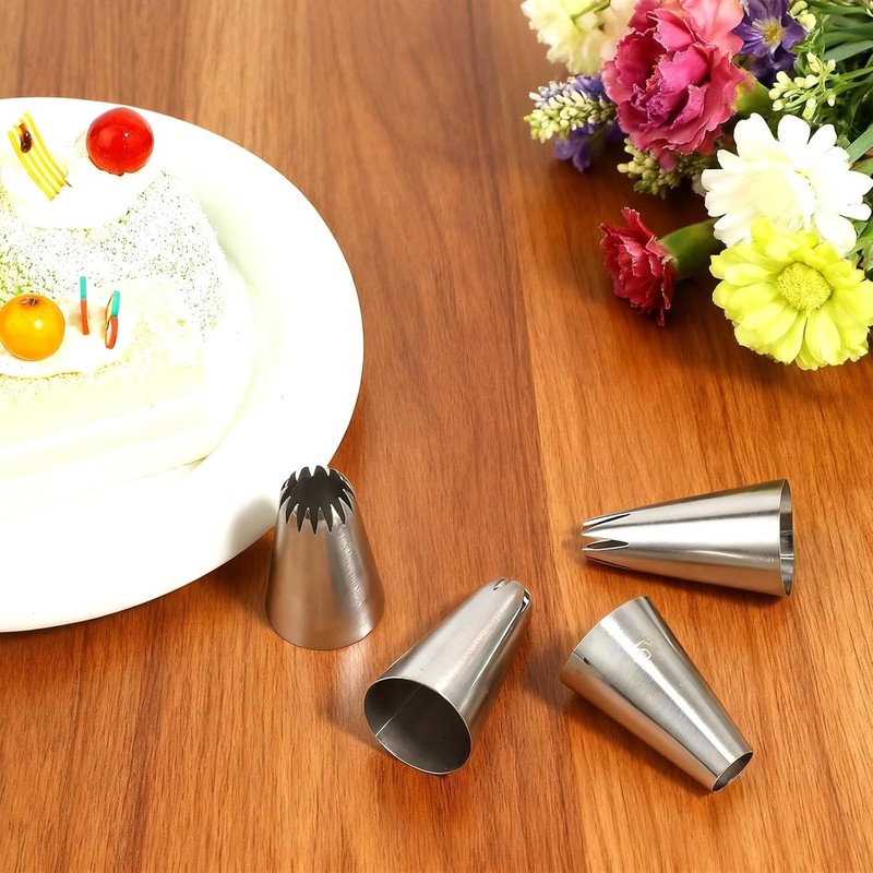Flower Piping Tips Set, 4Pcs 1M 2D 4B 6B Star Tips for Piping, Open Star gallery