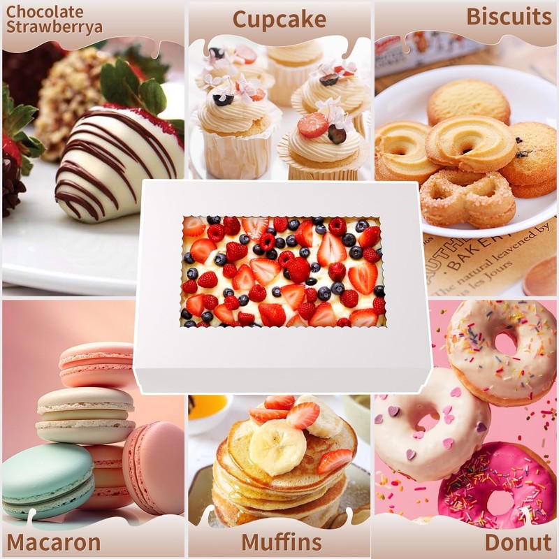 12pcs 14x10x4in Cake Boxes White Bakery Box Quarter Sheet Cake boxs with Wind... gallery