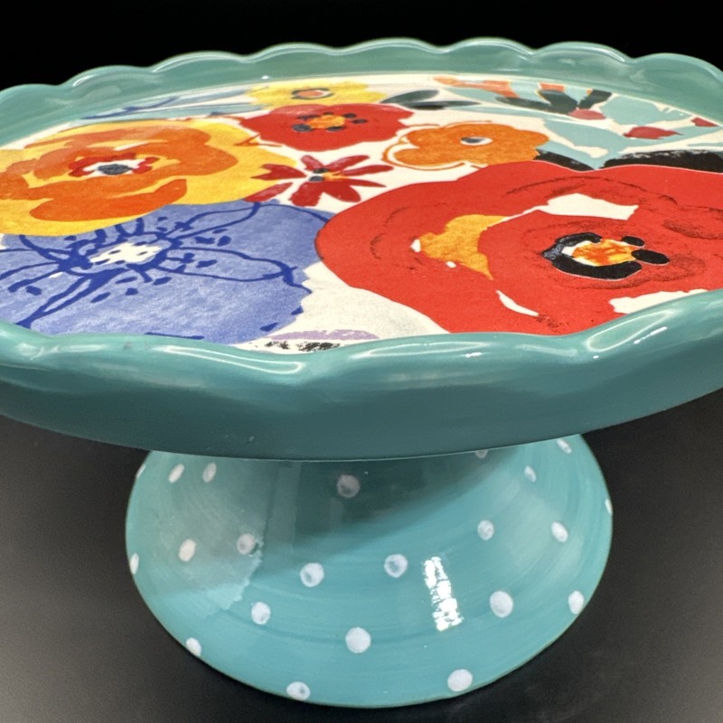 Pioneer Woman ~ FLEA MARKET ~ Ceramic ~ Cupcake Stand ~ Scalloped Edges, Dome gallery