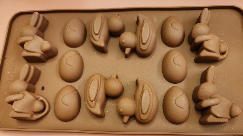 Silicone Easter Mold, Bunnies, Ducks & Eggs Brown Mold Is 8.5" X 4.5" 14 Slots gallery