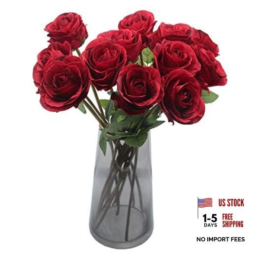 Artificial Roses Flowers for Flower Arrangement Pcs Silk Rose Bouquet 12 Red