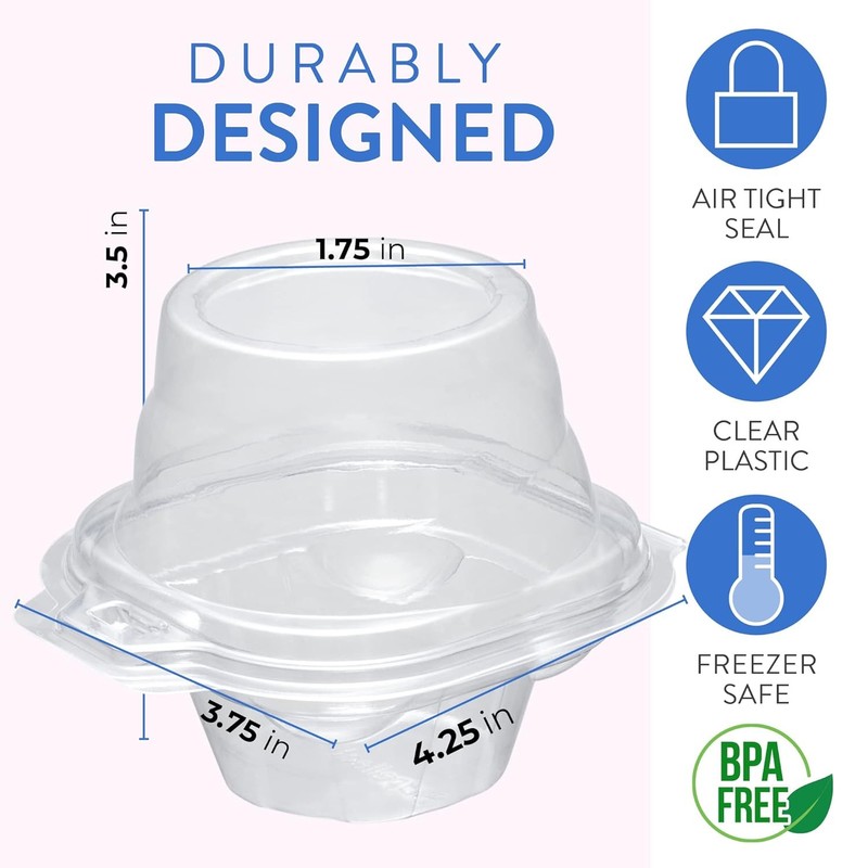 Clear Plastic Disposable Cupcake Containers 25 Pack Individual Cupcake Boxes gallery