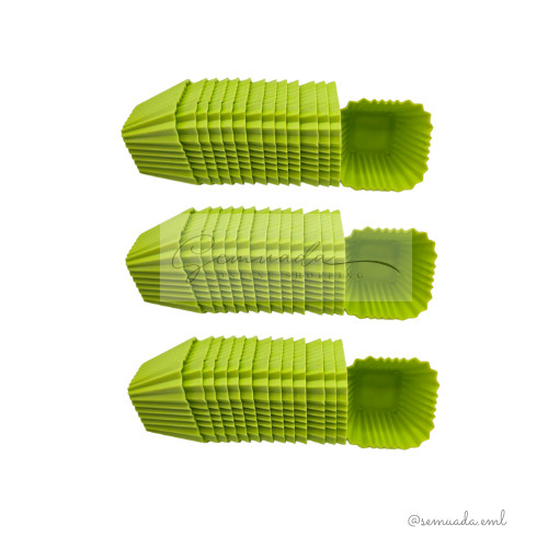 14 pcs x 3 sets Puto Mold Jelly Muffin Pudding Cup Steam Square Shape Green