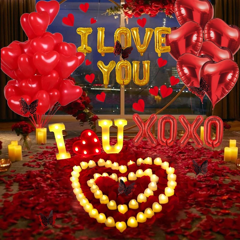 Fulasiteu 6347Pcs Romantic Rose Petals Candles Set - I Love You Letters 6000 gallery