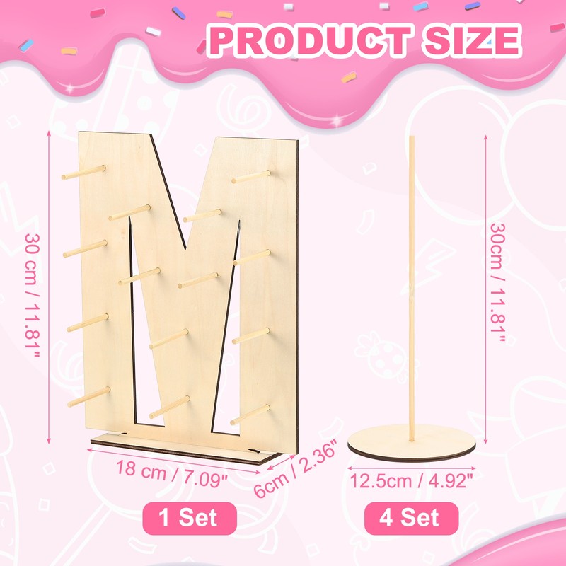 Donut Display Stand, 1Pcs Digit Donut Wall 4Pcs Round Bagel Holder, Letter m gallery