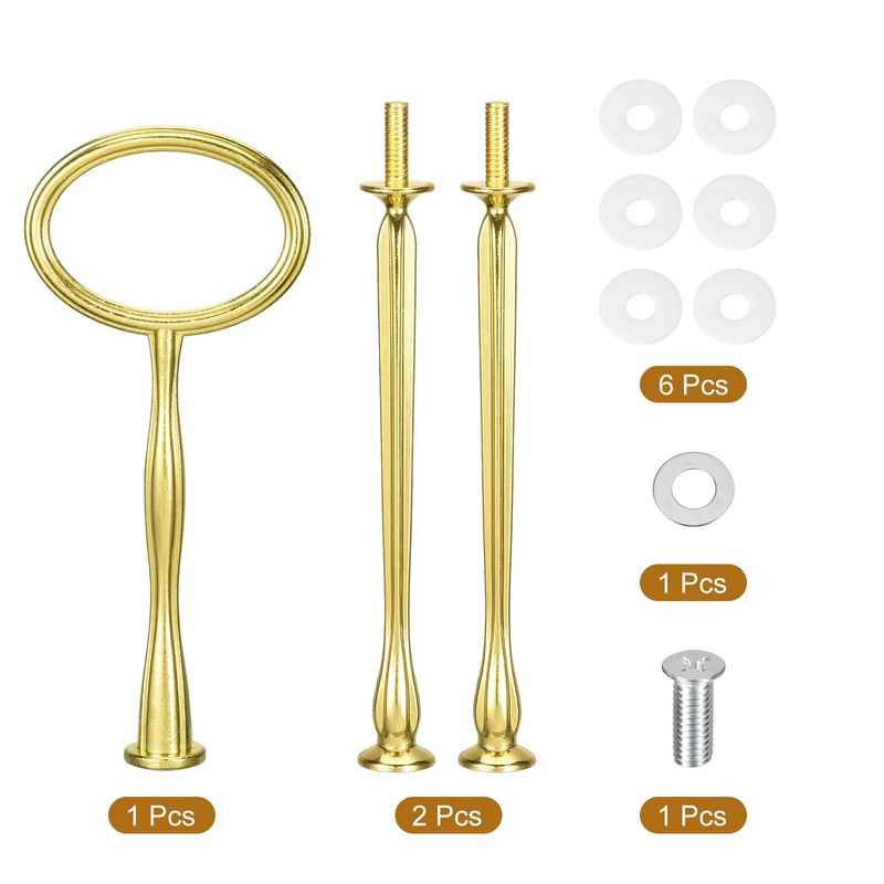 1 Set Cake Tray Stand Handle Plate Hardware Fitting 3-Tiers Oval Gold gallery
