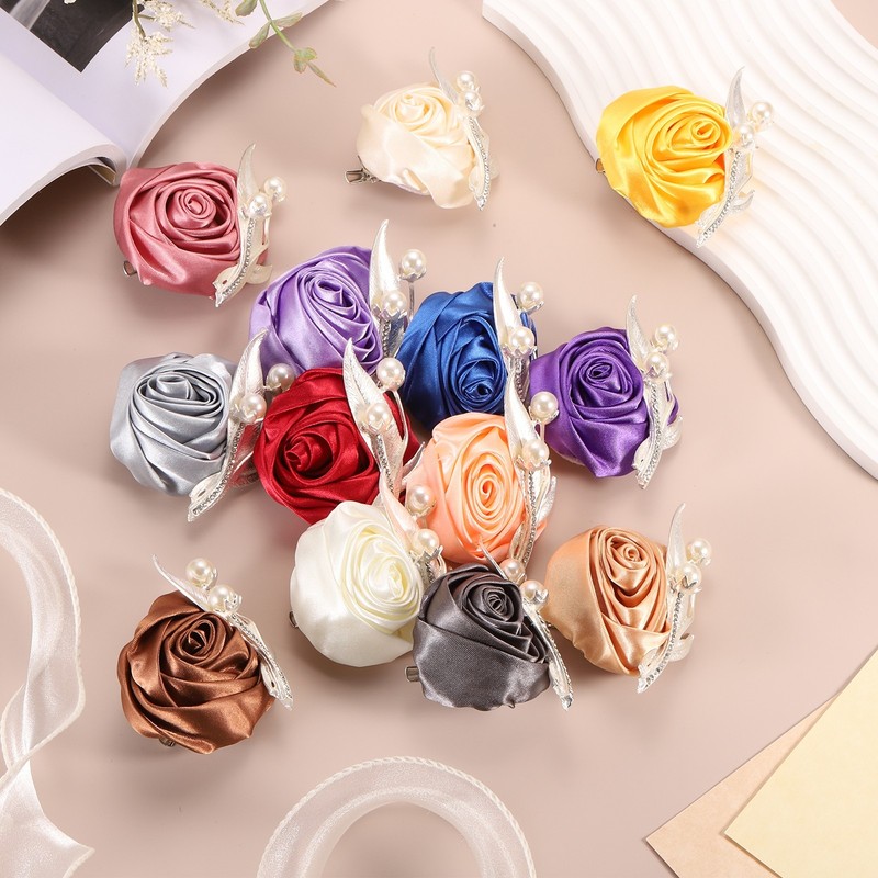 2 Pcs Boutonnieres for Men, Cream White Groom Corsage Artificial Flower gallery