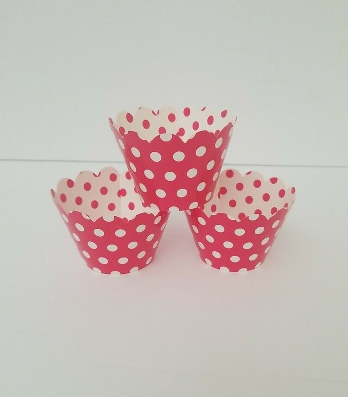 50ct Cupcake liners Treat Wrap Red and white dots Reversible Wraps Christmas New