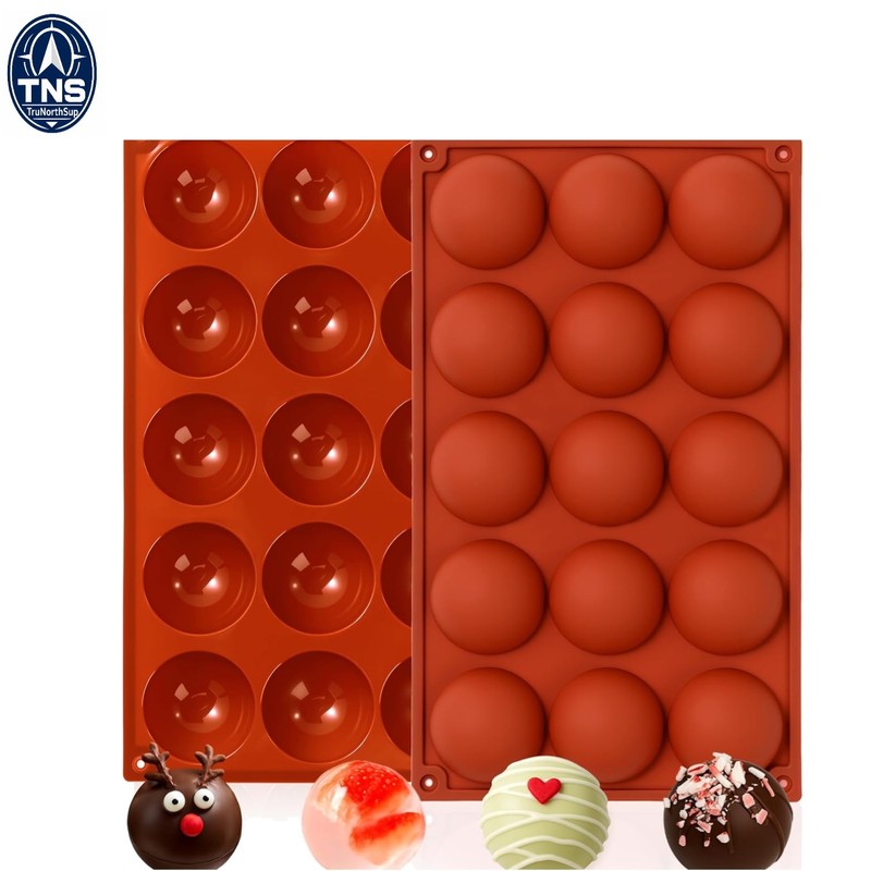 15-Cavity Semi Sphere Silicone Molds 2-Pack 2-Inch Non-Stick Baking Molds for…