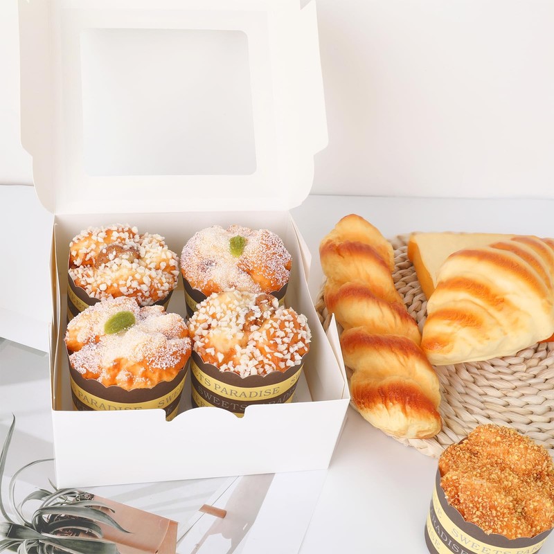 20 PCS Cupcake Boxes 4 Count 6.3x6.3x3 Inch Clear Window Insert White gallery