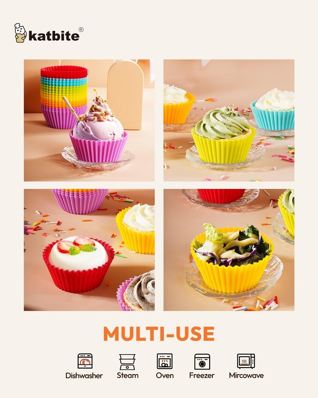Silicone Cupcake Liners 24 Pack - Non-stick Silicone Muffin Liners Set Thick ... gallery