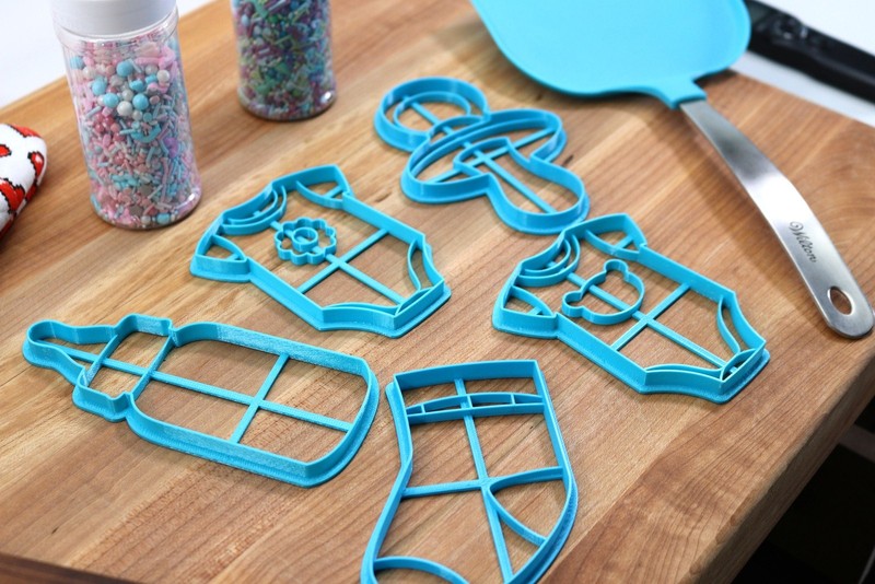 Baby Shower Cookie Cutters - Infant Bottle, Pacifier, Infant Sock, Flower gallery
