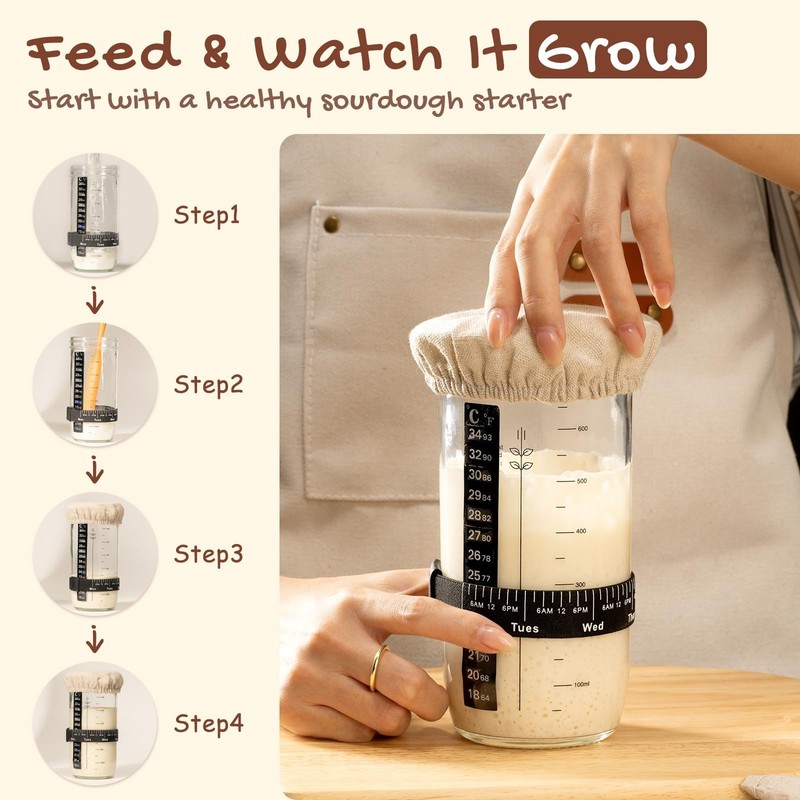 Sourdough Starter Kit - Round & Oval Banneton, Proofing Basket, Jar, Whisk, Scra gallery