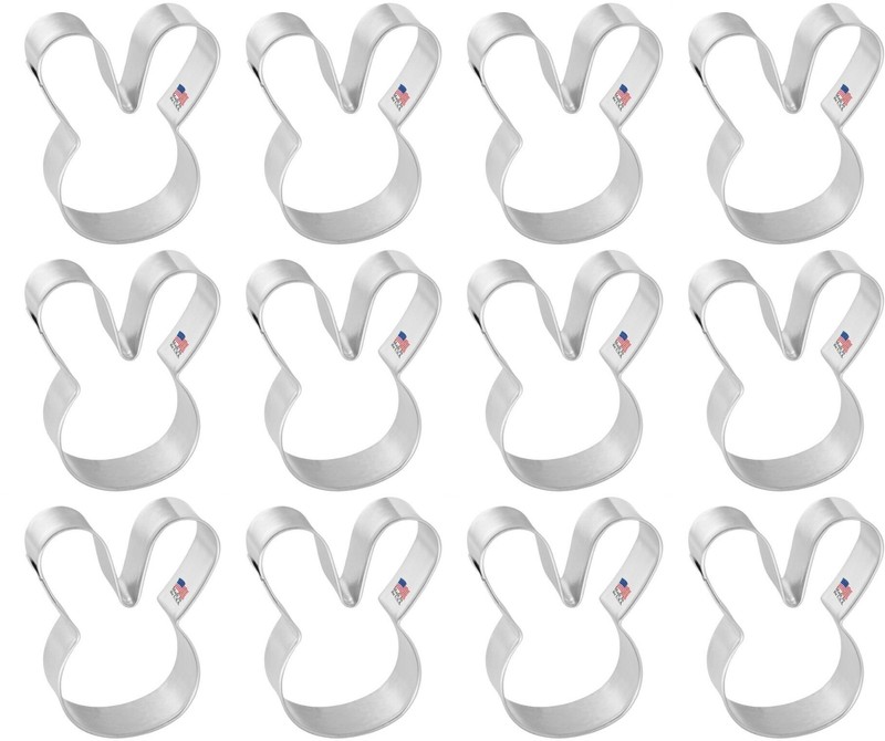 1 Dozen 12 Mini Rabbit Bunny Head Face Cookie Cutter 1.75” Metal Easter Basket