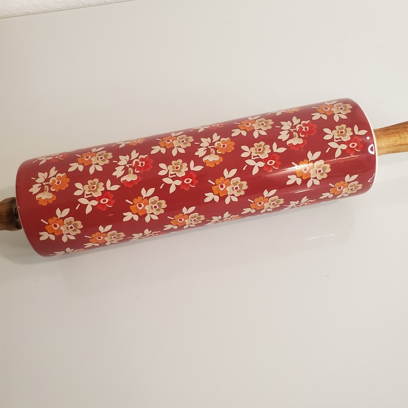 The Pioneer Woman Ceramic Rolling Pin Fall Flowers Autumn Harvest Retired gallery