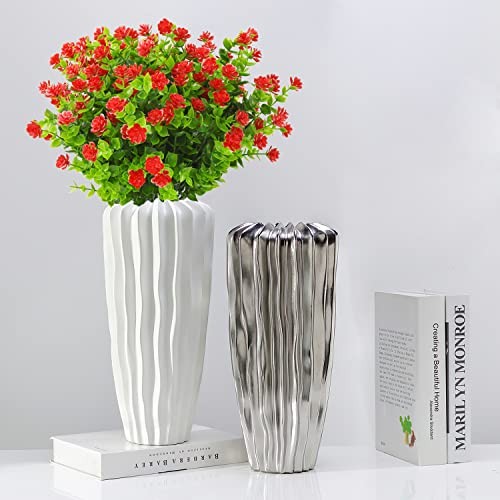Artificial Flowers Outdoor Fake Flower - Faux Plastic Outdoors 20 Bundles Red gallery