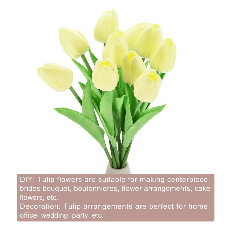 20pcs Tulips Artificial Flowers, Fake Tulip Stems Real Touch (Pale Yellow) gallery