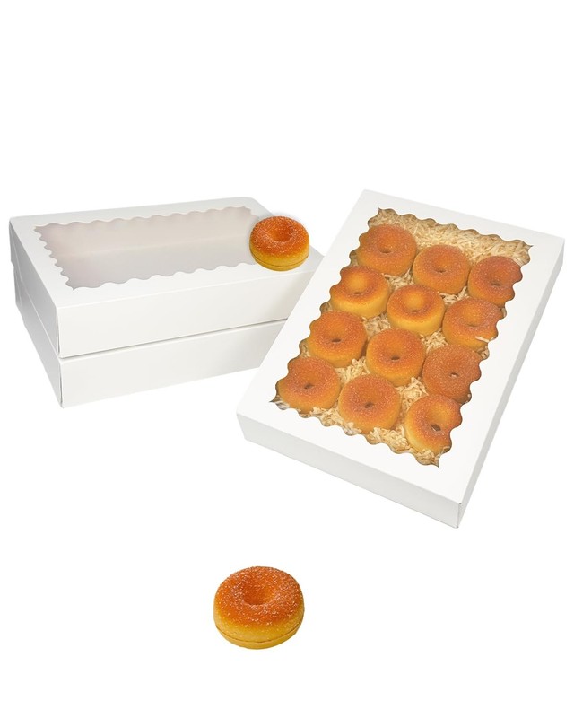 Auto-pop Up 14x10x2.5 Inch White Cookie Box with Window 15Pcs Pastry Macaron ... gallery