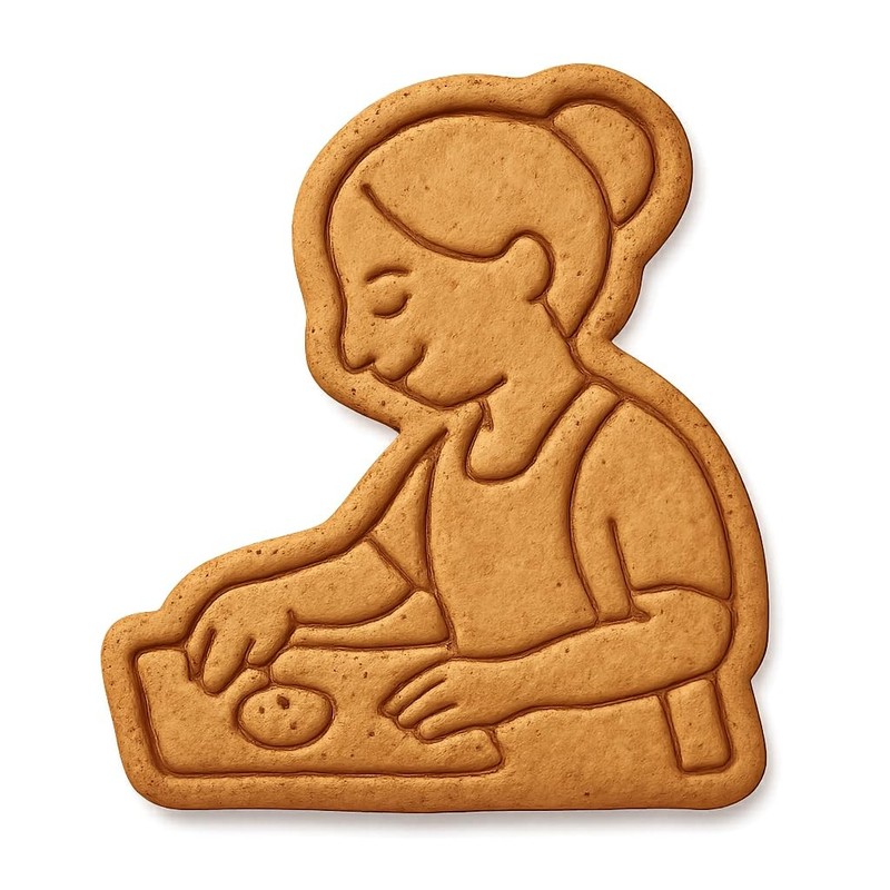 Mom Baking Cookie Cutter & Stamp, Fondant & Clay – 3.6×4″