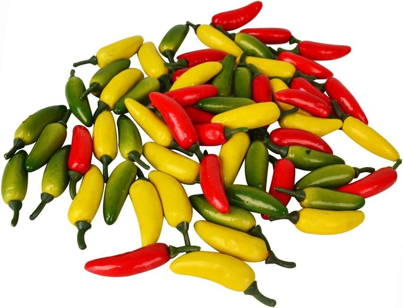 60pcs Simulat Artificial Lifelike Small Chili Fake Vetable Red Yellow