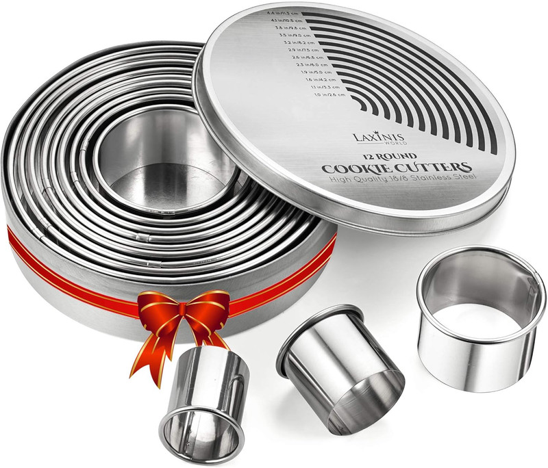 Round Cookie Biscuit Cutter Set, 12 Graduated Circle Pastry Cutters, Heavy Duty gallery