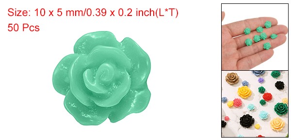 50 Pcs Cyan Resin Rose Flower Beads, 10mm Flatback Flower Charm gallery